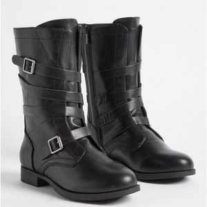 Torrid - NWOT Faux Leather Buckle Boots Size 13WW